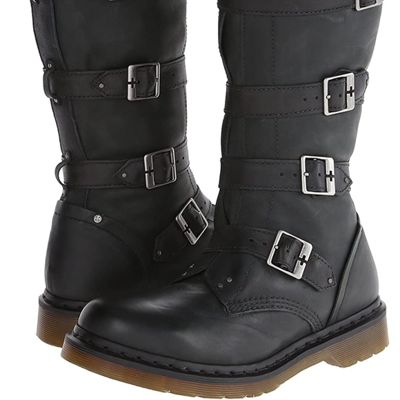 Dr. Martens Women's Phina Phoenix Tall Buckle Black Boots The Walking Dead US 6 - Picture 6 of 7